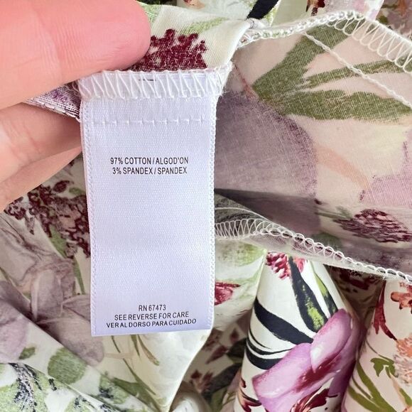 Brand New Gabby Skye Smocked Floral Cotton Poplin Dress Ivory Purple Size 16 - Picture 10 of 15